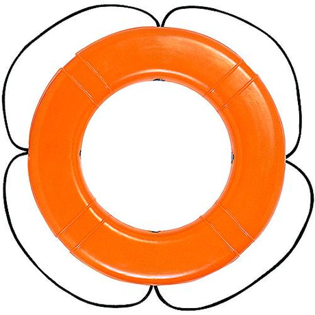 Taylor Polyethylene Hard Shell Life Ring w/Black Rope, 30" Orange