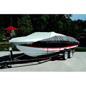 Taylor Heavy Duty Polyester Two-Tone Color Fabric BoatGuard Eclipse Boat Cover With Storage Bag, Tie-Down Straps and Support Pole