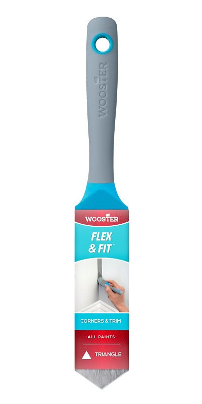 Wooster FLEX & FIT 8710 Chalk Paint Brush, 1-1/4 in W, Triangular Brush, 2-1/2 in L Bristle, Polyester Blend Bristle
