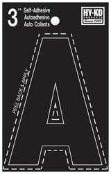 Hy-Ko 30400 Series 30411 Die-Cut Letter, Character: A, 3 in H Character, Black Character, Vinyl, Pack of 10