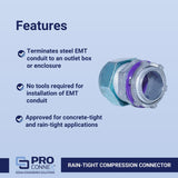 Sigma Engineered Solutions ProConnex 1 in. D Die-Cast Zinc Rain-Tight Compression Connector For EMT