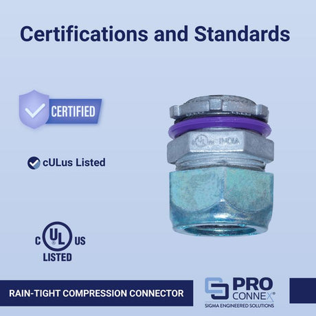 Sigma Engineered Solutions ProConnex 1 in. D Die-Cast Zinc Rain-Tight Compression Connector For EMT