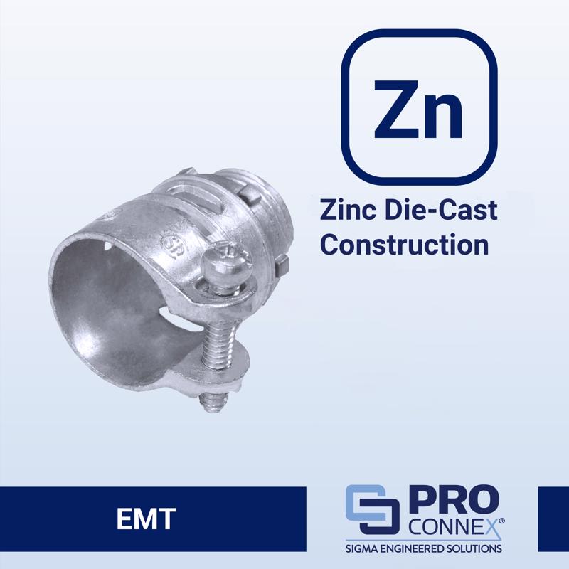 Sigma Engineered Solutions ProConnex 1 in. D Die-Cast Zinc Squeeze Connector For BX, MC and FLEX 1 p, Pack of 10