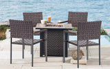 Seasonal Trends 141607 Madrid Fire Chat Set, Fire Chat Set, Ceramic Tile/Steel/Wicker, Brown, Powder-Coated