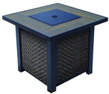 Seasonal Trends 141607 Madrid Fire Chat Set, Fire Chat Set, Ceramic Tile/Steel/Wicker, Brown, Powder-Coated