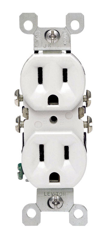 Leviton CO/ALR 15 amps 125 V Duplex White Outlet 5-15R 1 pk