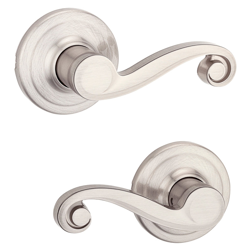 Kwikset Signature Series 720LL15CP Passage Lever, Non-Locking Lock, Satin Nickel, Zinc, Residential, Reversible Hand