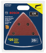 Bosch SDTR122C Triangle Sanding Sheet, 120 Grit, Medium, Aluminum Oxide Abrasive