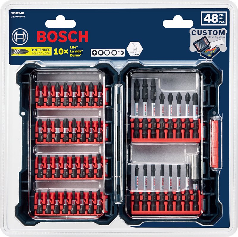 Bosch Impact Tough SDMS48 Screwdriver Bit Set, 48-Piece, HSS, Black Oxide