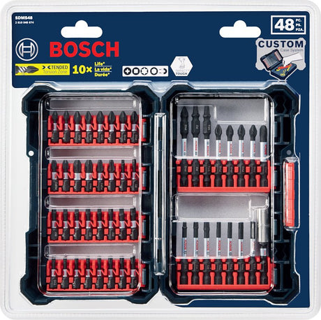 Bosch Impact Tough SDMS48 Screwdriver Bit Set, 48-Piece, HSS, Black Oxide