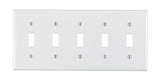 Leviton White 5 gang Plastic Toggle Wall Plate 1 pk