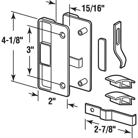 Prime-Line A 218 Latch and Pull, 4-1/8 in L Handle, 15/16 in H Handle, Plastic/Steel, Black