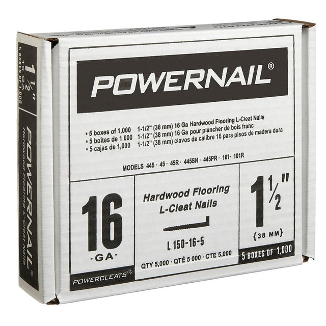 Powernail Powercleats L150165 Floor Nail, 1-1/2 in L, 16 ga, Steel, Pack of 5