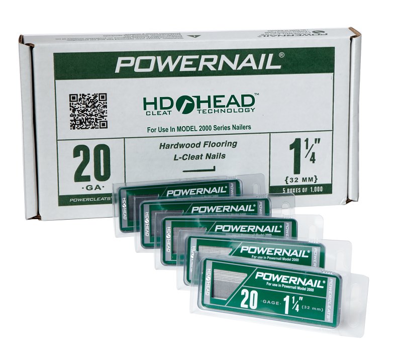 Powernail PowerCleats L125205 Floor Cleat, 1-1/4 in L, 20 ga, Carbon Steel, L-Shaped Head, Pack of 5