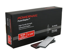 Powernail PowerStaples PS18125 Fine Wire Staple, 1/4 in W Crown, 1-1/4 in L Leg, 18 ga, Carbon Steel, Pack of 6