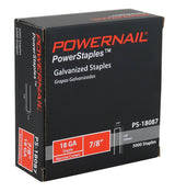 Powernail PowerStaples PS18087 Fine Wire Staple, 1/4 in W Crown, 7/8 in L Leg, 18 ga, Carbon Steel, Pack of 10