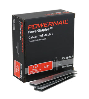 Powernail PowerStaples PS18087 Fine Wire Staple, 1/4 in W Crown, 7/8 in L Leg, 18 ga, Carbon Steel, Pack of 10