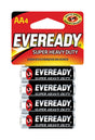 Eveready Super Heavy Duty AA Zinc Carbon Batteries 4 pk Carded, Pack of 24