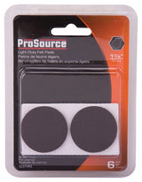 ProSource FE-50221-PS Furniture Pad, Felt Cloth, Brown, 1-3/8 in Dia, 5/64 in Thick, Round