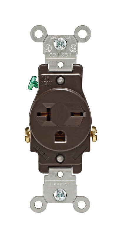 Leviton 20 amps 250 V Single Brown Outlet 6-20R 1 pk