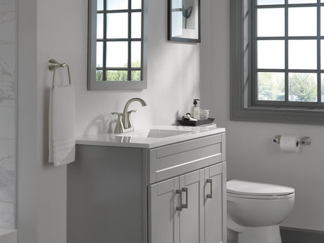Delta SANDOVER 25748LF-SP Series Centerset Bathroom Faucet, Spotshield Brushed Nickel, 6-5/16 in Plate Size, 5-1/16 in