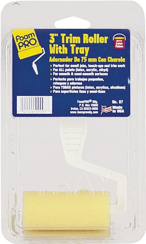 Foampro 97 Roller and Tray Kit, Trim, Semi-Smooth, Smooth Surface, Foam/Plastic, 2-Piece
