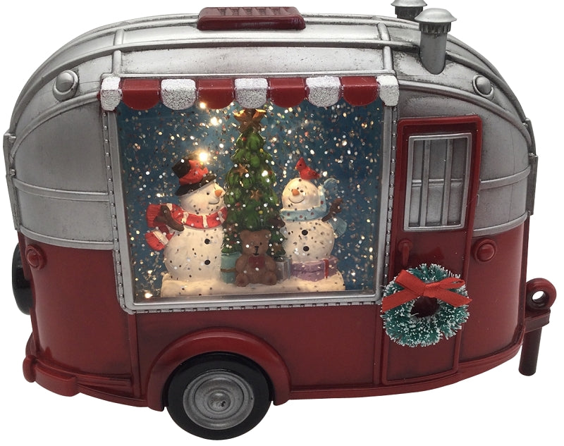 Hometown Holidays 21705 Camper Trailer Ornament, 6 in H, Camper/Christmas, Acrylic, Red/Silver, Pack of 4