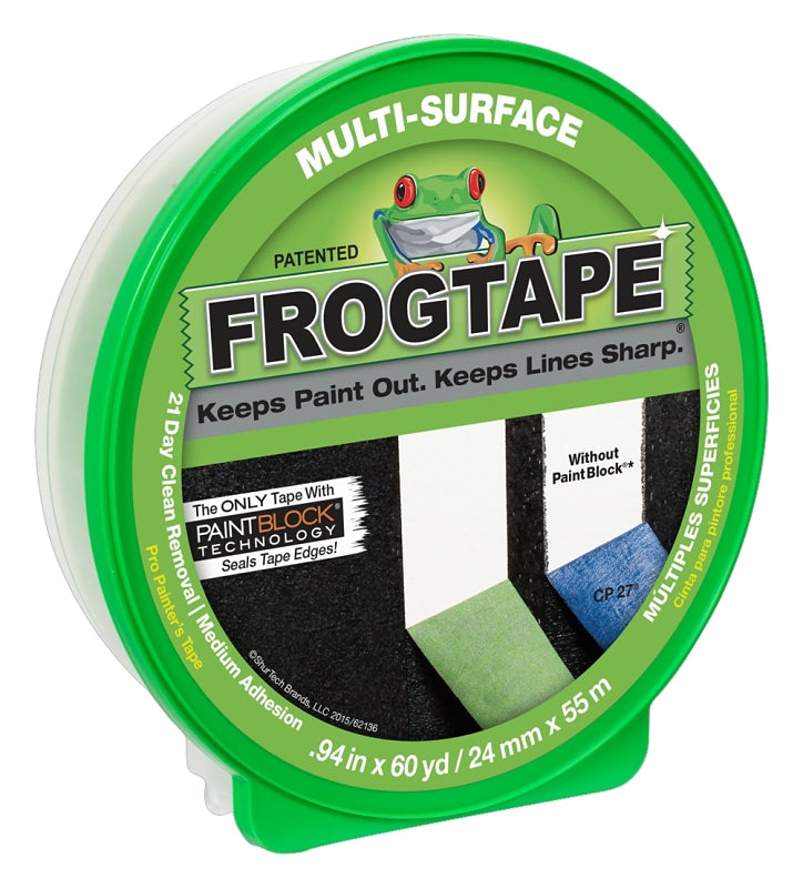 FrogTape 1358463 Painting Tape, 5.7 mil Thick, 60 yd L, 0.94 in W, Green