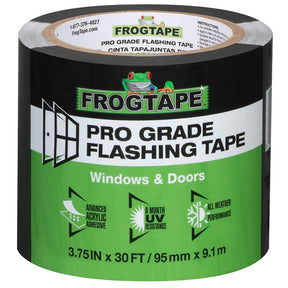 FrogTape 105723 Flashing Tape, 30 ft L, 3-3/4 in W, Black, Acrylic Adhesive