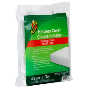 Duck 1140236 Mattress Cover, Queen/King Bedding, Fits Mattress Height: 12 in, Plastic, Clear
