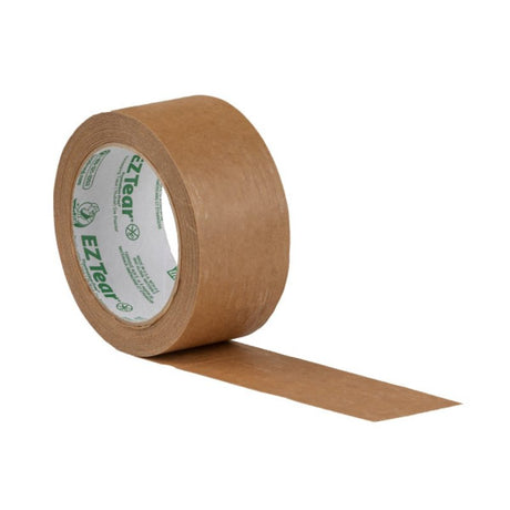 Duck EZ Tear 242828 Packaging Tape, 25 yd L, 1.88 in W, Kraft Paper Backing, Tan