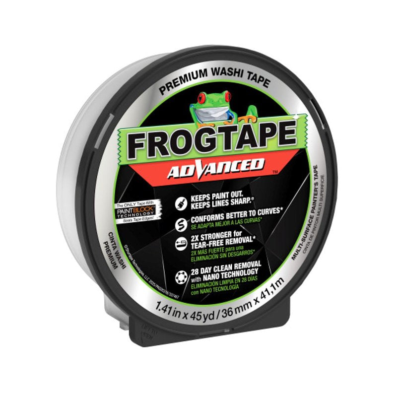 FrogTape Advanced 105891 Painter's Tape, 45 yd L, 1.41 in W, Washi Paper Backing, Green