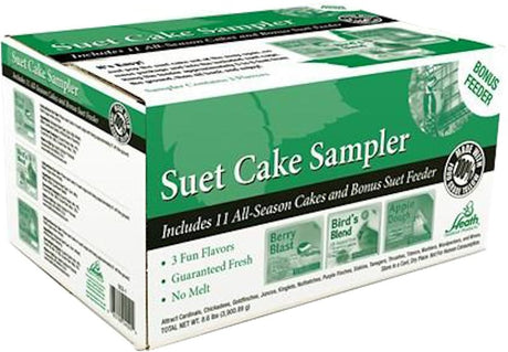 Heath SCS-1 Corn Suet Cake Sampler Pack with Cage, 11, Apple Dough, Berry Blast, Bird's Blend, Pack