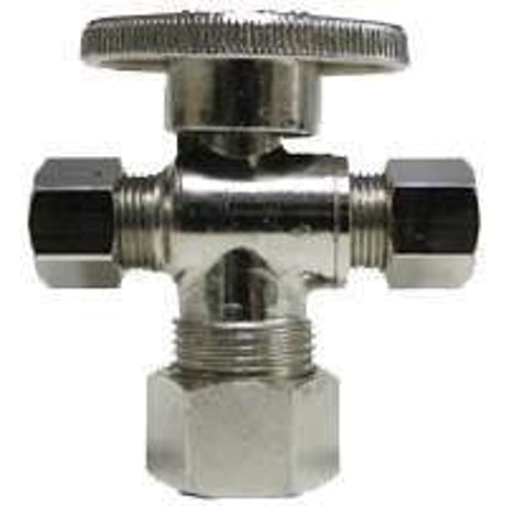 Plumb Pak PP20047LF Stop Valve, 5/8 x 3/8 x 1/4 in Connection, Compression, Quarter-Turn Actuator, Brass Body