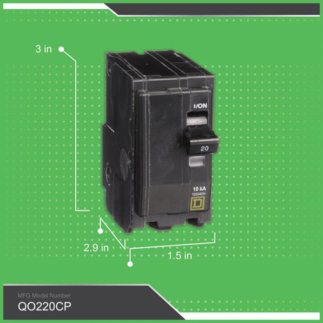 Square D QO 20 amps Plug In 2-Pole Circuit Breaker
