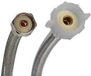 Fluidmaster B4T16 Toilet Connector, 1/2 in Inlet, FIP Inlet, 7/8 in Outlet, Ballcock Outlet, Stainless Steel Tubing