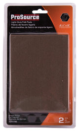 ProSource FE-S307-PS Furniture Pad, Felt Cloth, Brown, 6 x 4-1/2 in Dia, 4-1/2 in W, 5/64 in Thick, Square