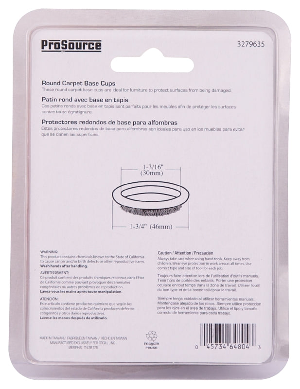 ProSource FE-50510-PS Furniture Slide Glide, Carpet/Steel, Brown, Brown, 1-3/16 x 1-3/4 in Dimensions