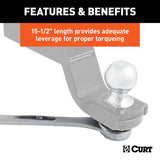 Curt 20001 Wrench, 1-1/8 x 1-1/2 in Head, 15-1/2 in OAL, Steel, Chrome-Plated