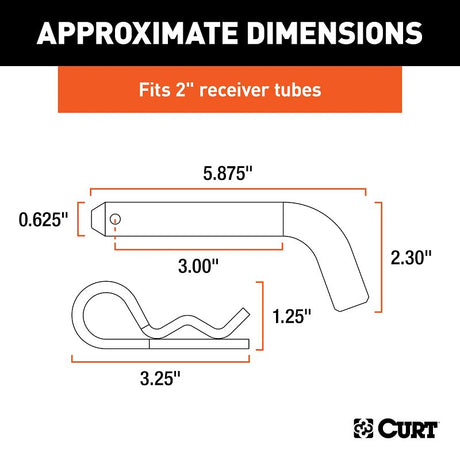 Curt 21501 Hitch Pin, 5/8 in Dia Pin, 5-7/8 in L, Zinc