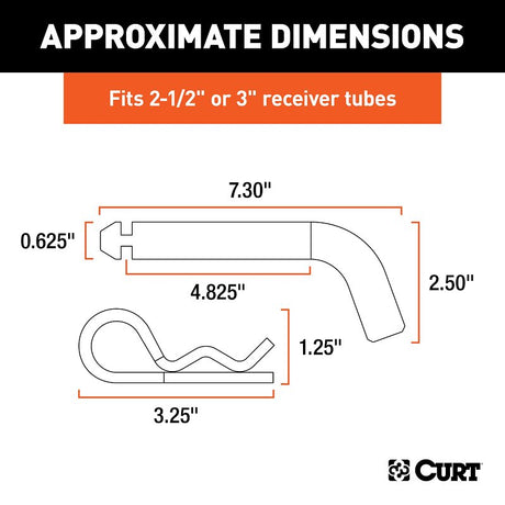 Curt 21506 Wire Hair Pin Clip, 0.62 in Dia Pin, Zinc