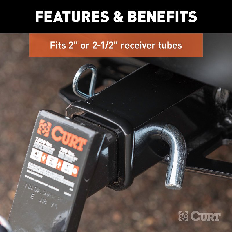 Curt 21581 Hitch Pin, 5/8 in Dia Pin, Steel, Zinc, For : 2 in or 2-1/2 in Receiver Tubes