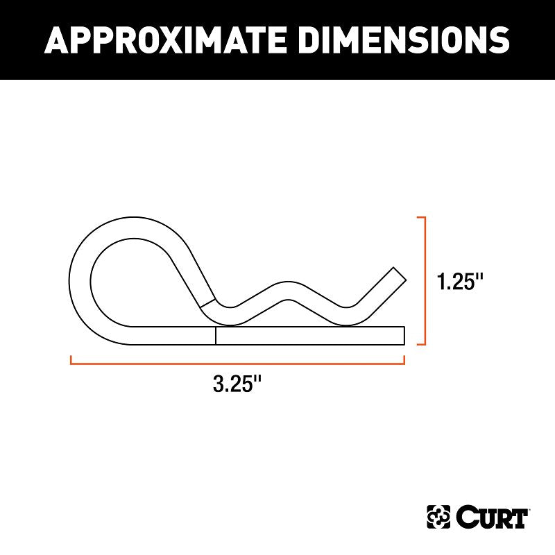 Curt 21602 Hitch Clip, 3-1/4 in OAL, Steel, Zinc-Plated