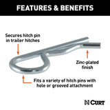 Curt 21602 Hitch Clip, 3-1/4 in OAL, Steel, Zinc-Plated