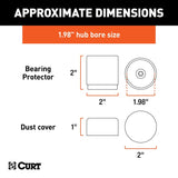 Curt 22198 Bearing Protector and Cover, 1.98 in Dia, Plastic, Chrome
