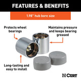 Curt 22198 Bearing Protector and Cover, 1.98 in Dia, Plastic, Chrome