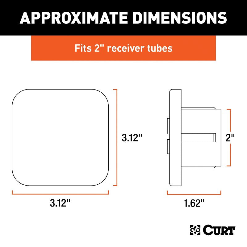 Curt 22276 Hitch Tube Cover, Specifications: 2 in Receiver Tube Size, Rubber, Black