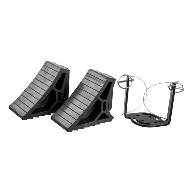 Curt 22802 Wheel Chock, 10 in L, 5-7/8 in W, 3-7/8 in H, Rubber/Steel