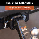 Curt 23021 Trailer Hitch Lock, 5/8 in Dia Pin, 6-3/4 in OAL, Carbon Steel, Chrome-Plated