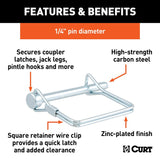 Curt 25081 Safety Pin, 1/4 in Dia Pin, 2-3/4 in OAL, Carbon Steel, Zinc